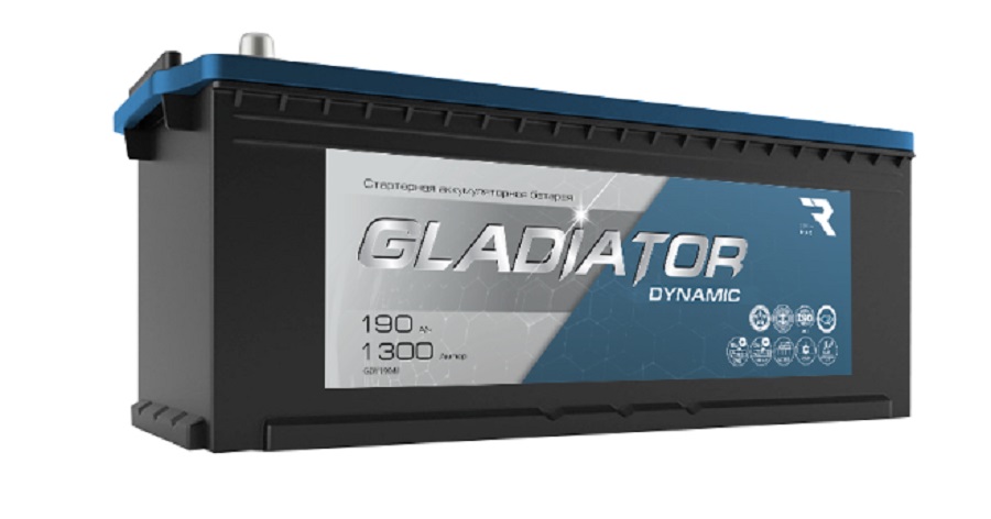 6СТ-190 GLADIATOR Dynamic о/п конус аккумулятор 1300 En д516ш223в223