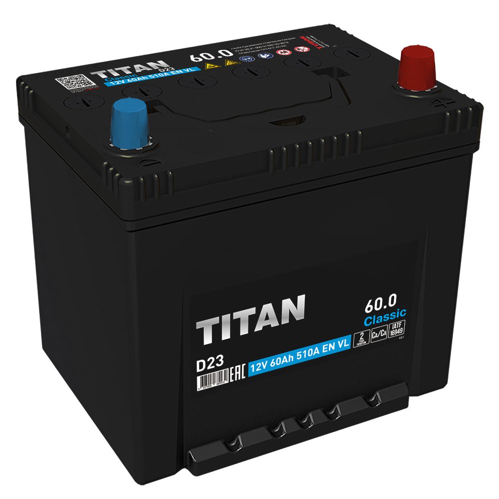 6СТ-60 Titan Classic D23 аккумулятор о/п 510 En д230ш175в223