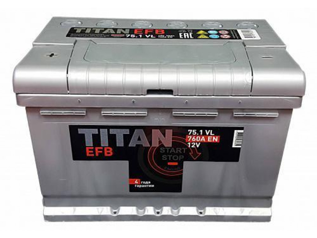 6СТ-75 Titan EFB о/п аккумулятор 710 En ш276ш175в190