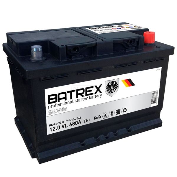 6СТ-72 Batrex LB3 о/п низкий аккумулятор 680 En д278ш175в175