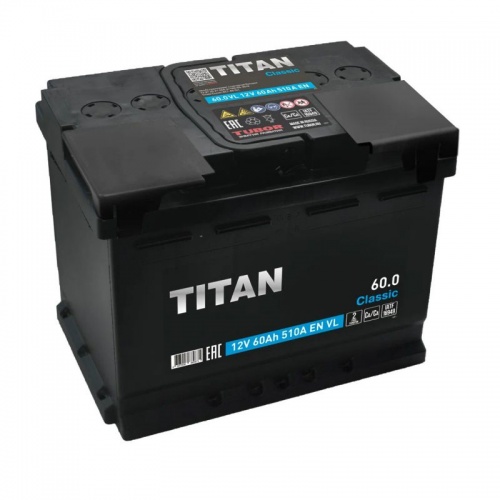 6СТ-60 Titan Classic аккумулятор о/п 510 En д230ш175в223